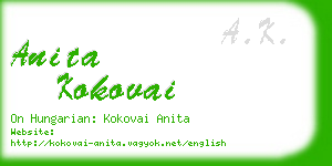 anita kokovai business card